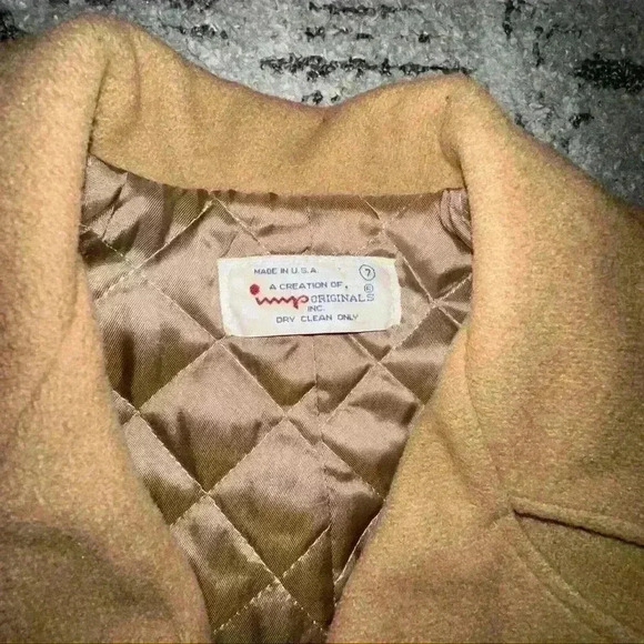 Vintage IMP ORIGINALS INC. 70/80’s Boys Wool Tan Double Breasted Over Coat 7 - Picture 4 of 6